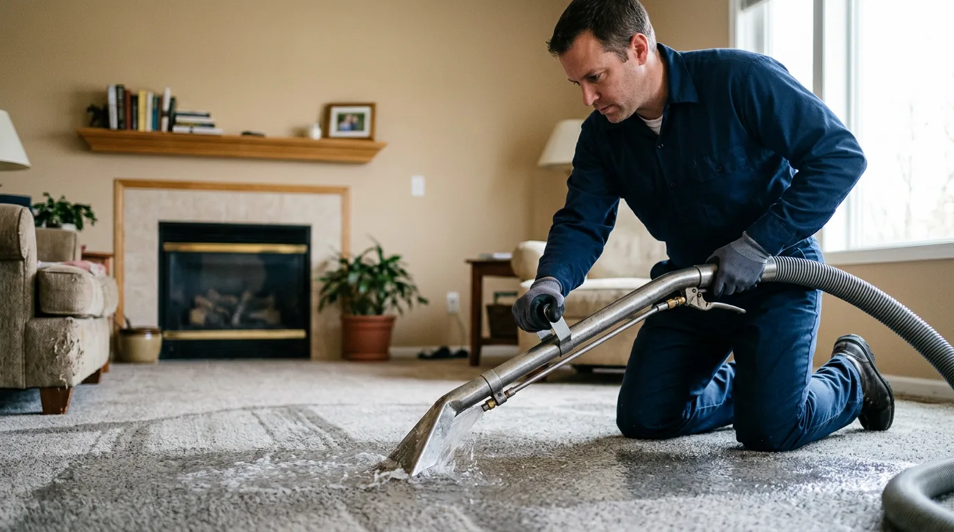 Water damage restoration technician working near London, OH